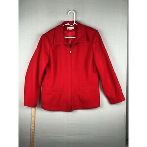 Stephanie Andrews Red Wool Jacket Womens 8 Full Zip Wool Vintage USA